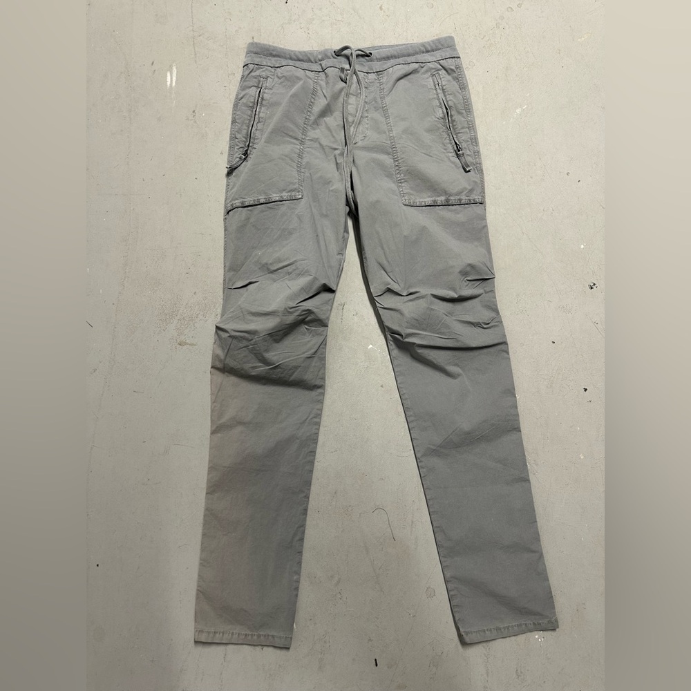 James Perse Pants Mens 1 Small Mid Rise Straight Leg Drawstring Grey Cotton